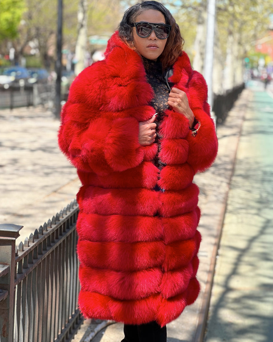 WOMEN - 3/4 HOT PINK FOX FUR WITH HOOD – DaRucci Leather