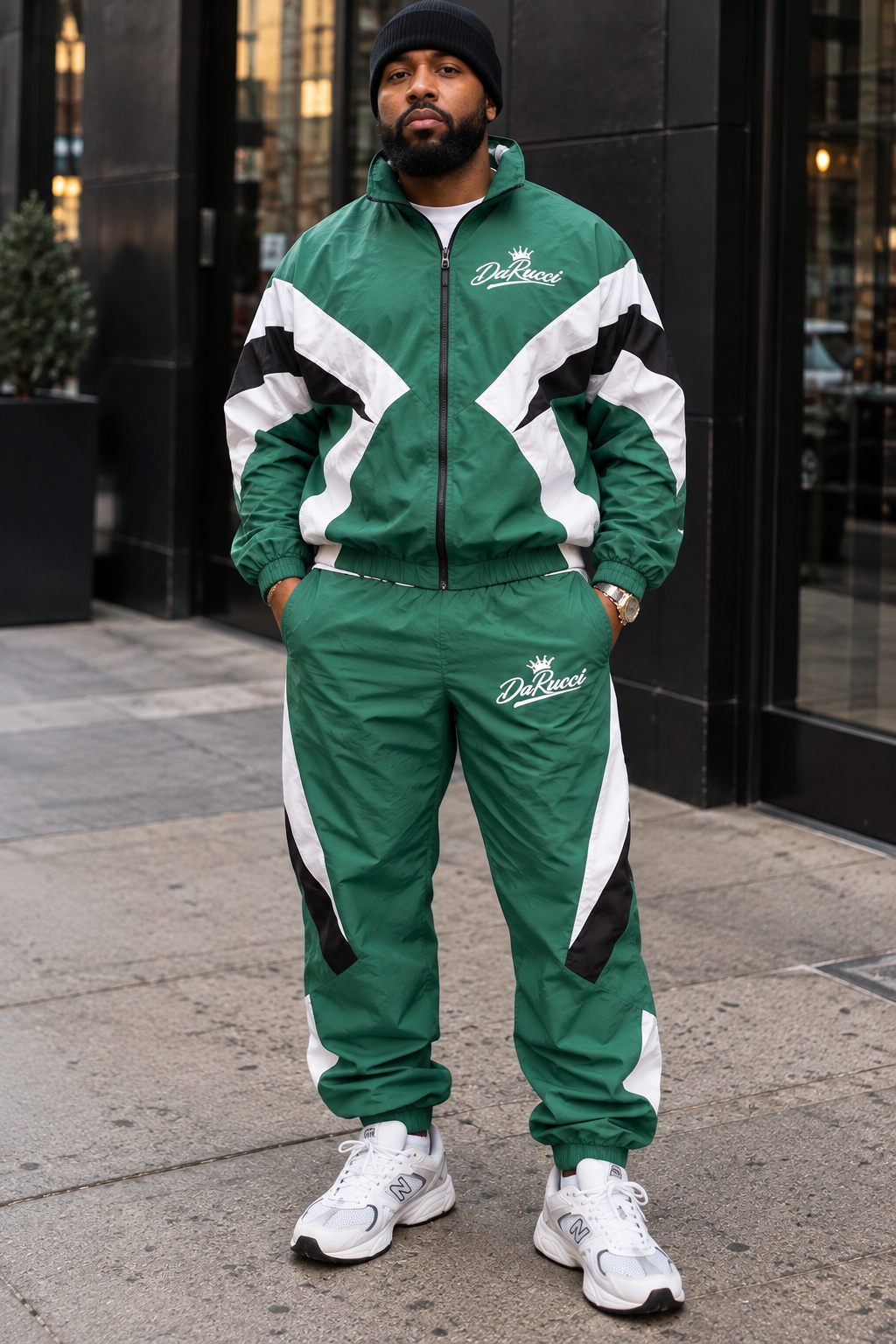 MEN WINDBREAKER- GREEN/BLACK/WHITE