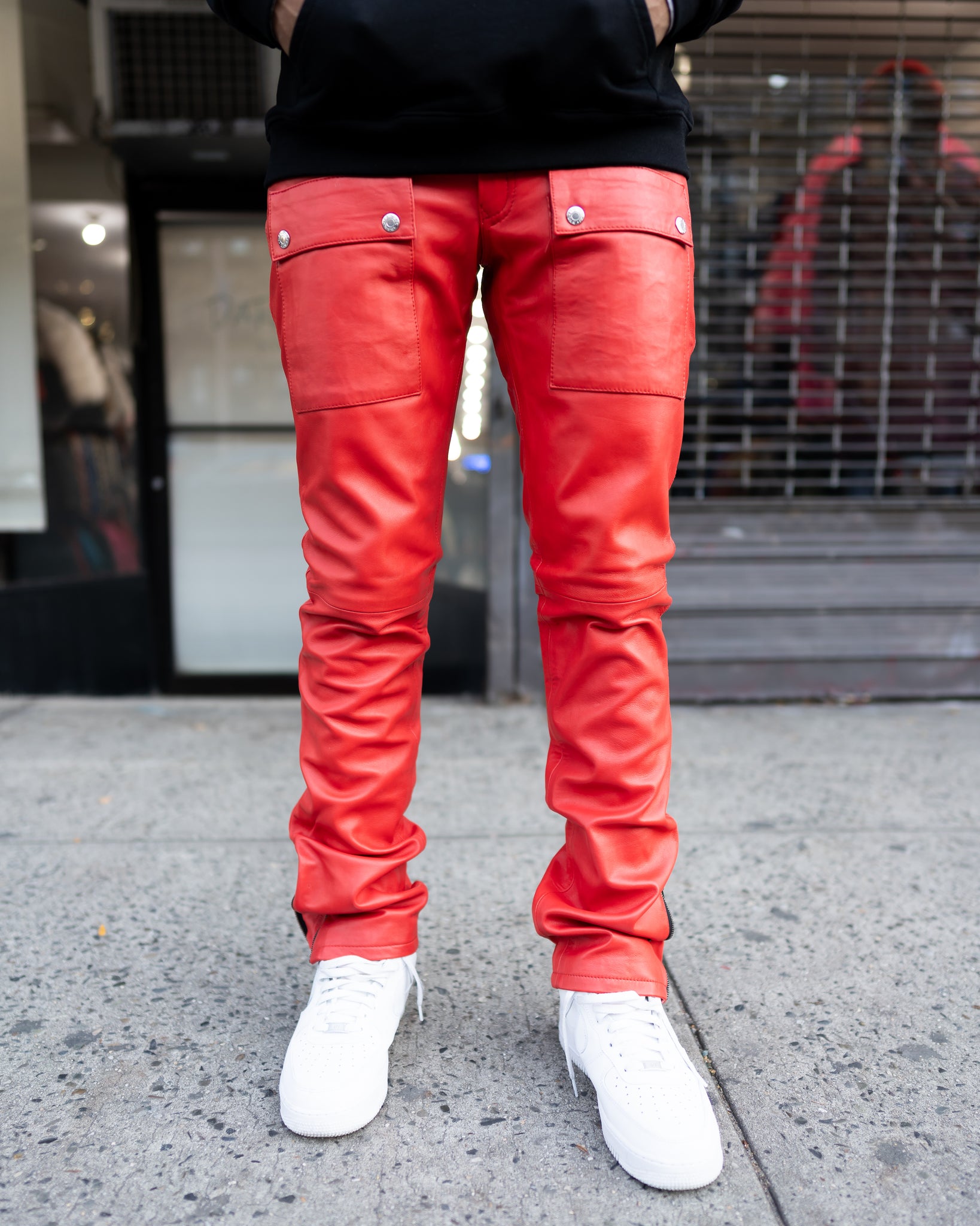 LEATHER PANTS- RED STACKED – DaRucci Leather