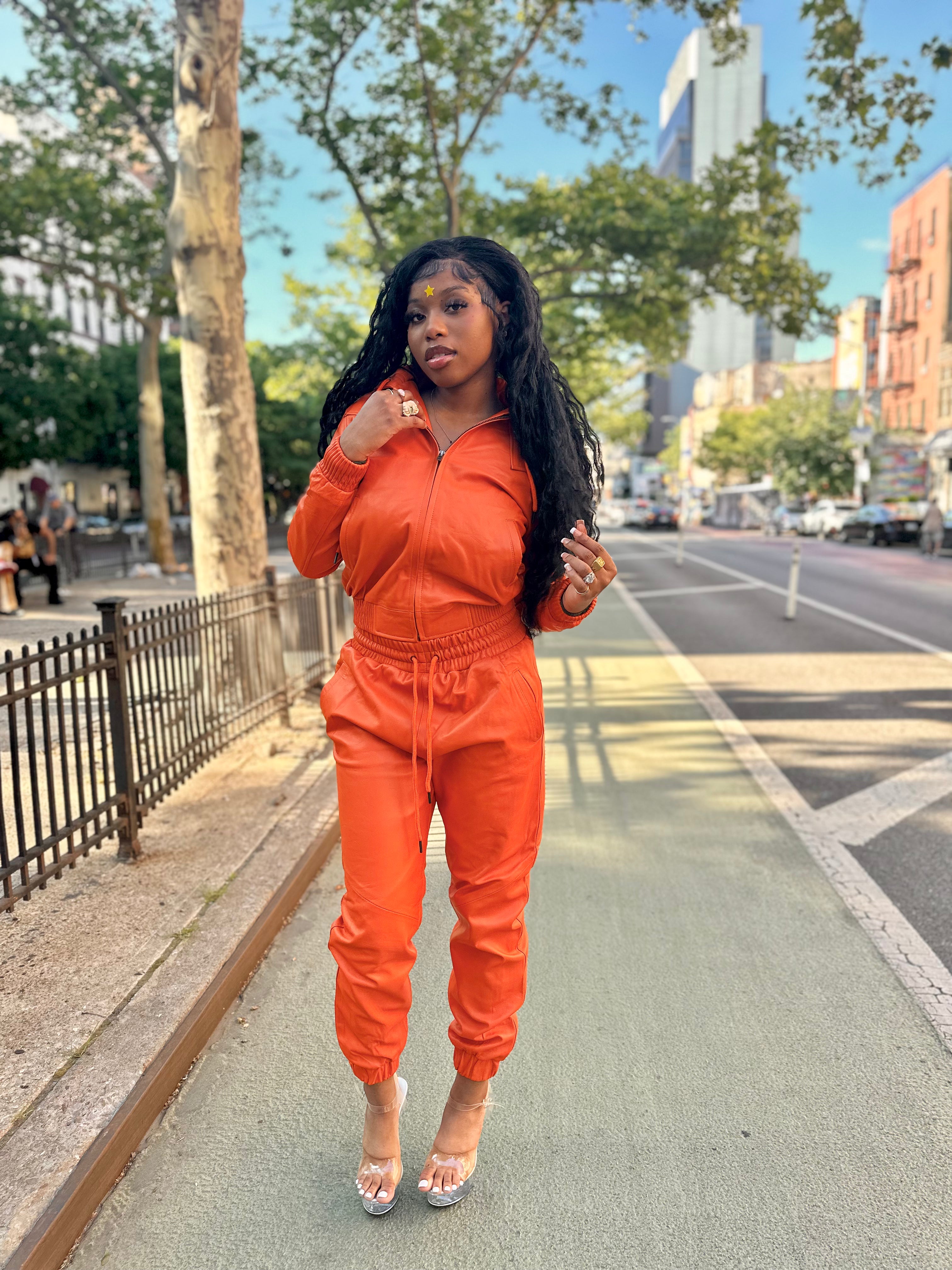 WOMEN- LEATHER SET - ORANGE