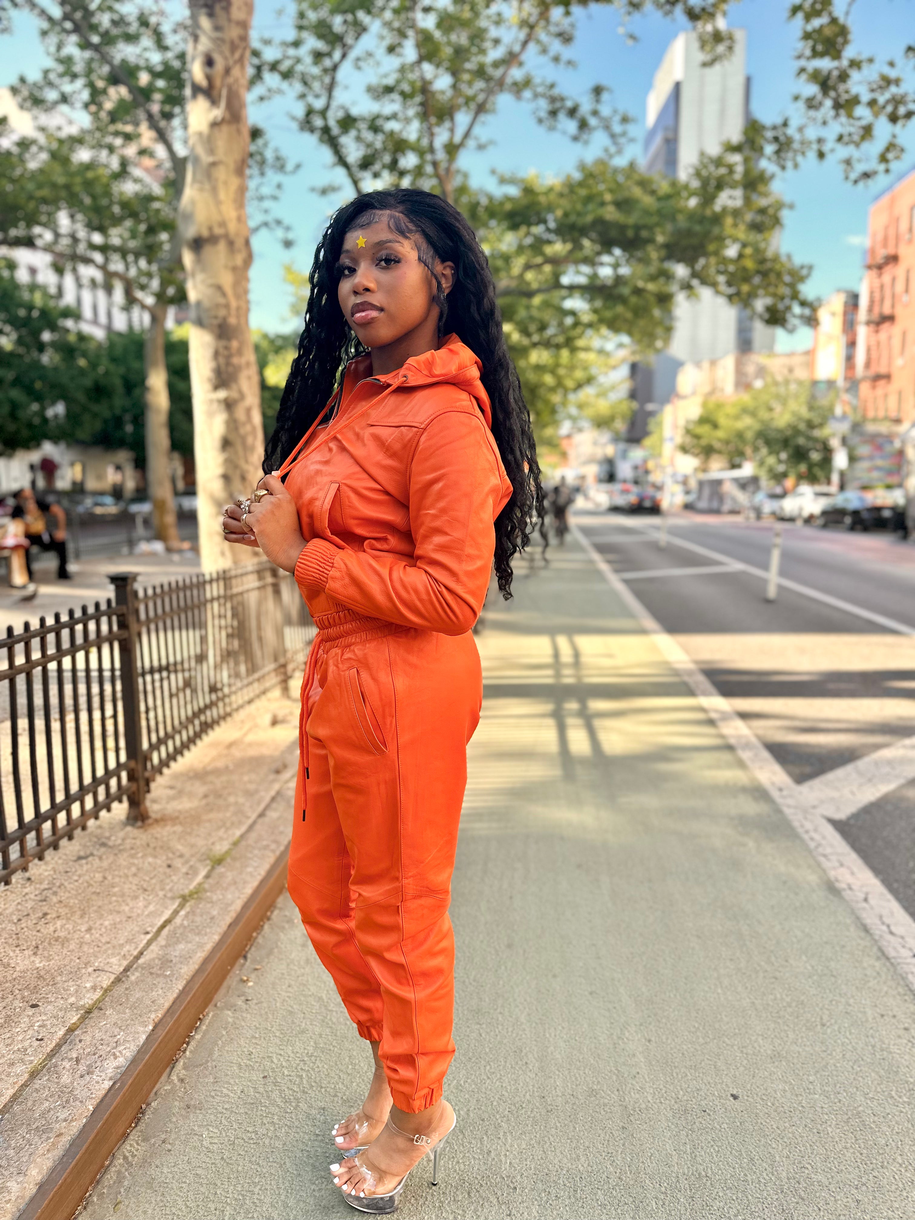 WOMEN- LEATHER SET - ORANGE