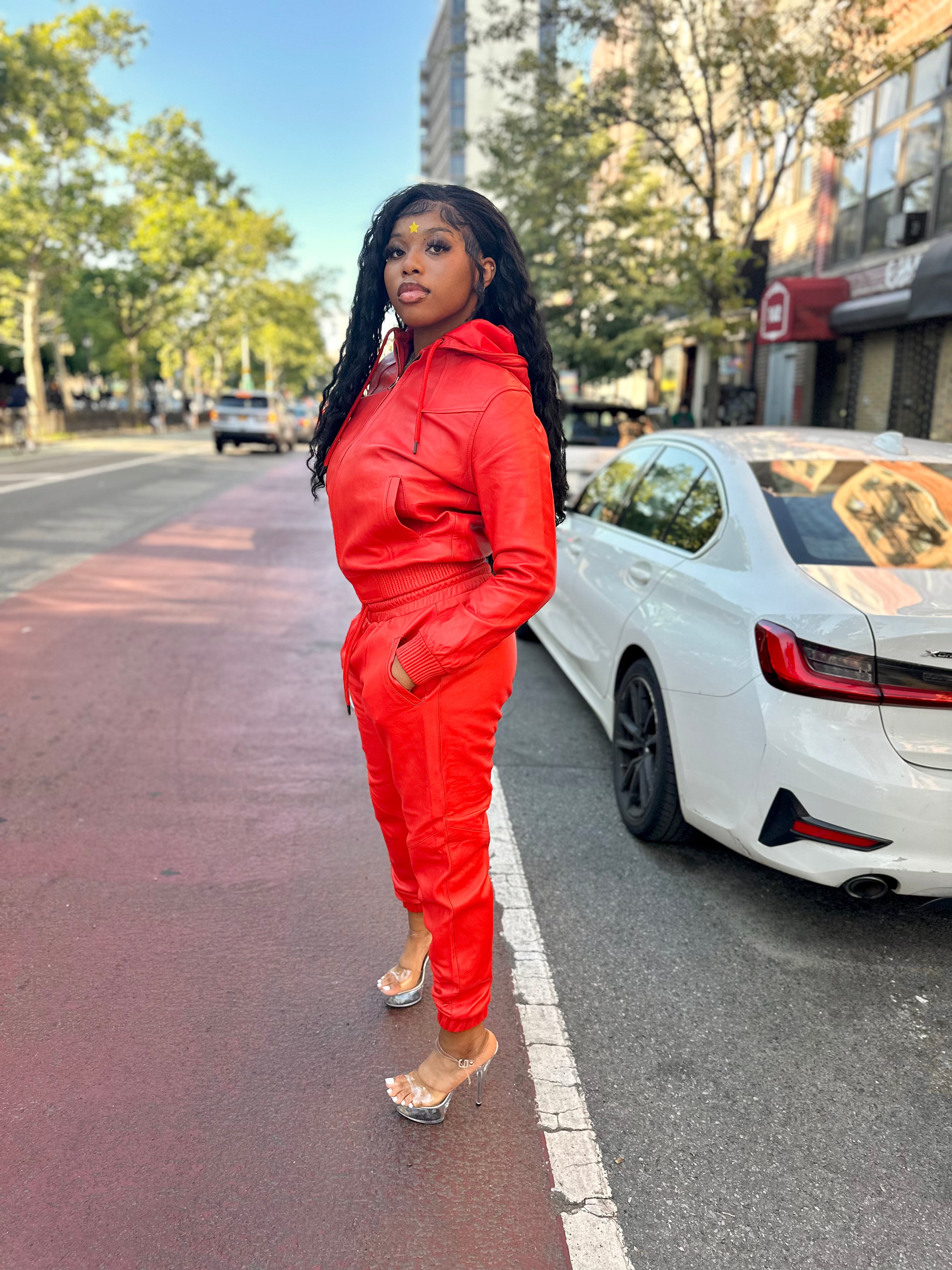 WOMEN- LEATHER SET - ALL RED