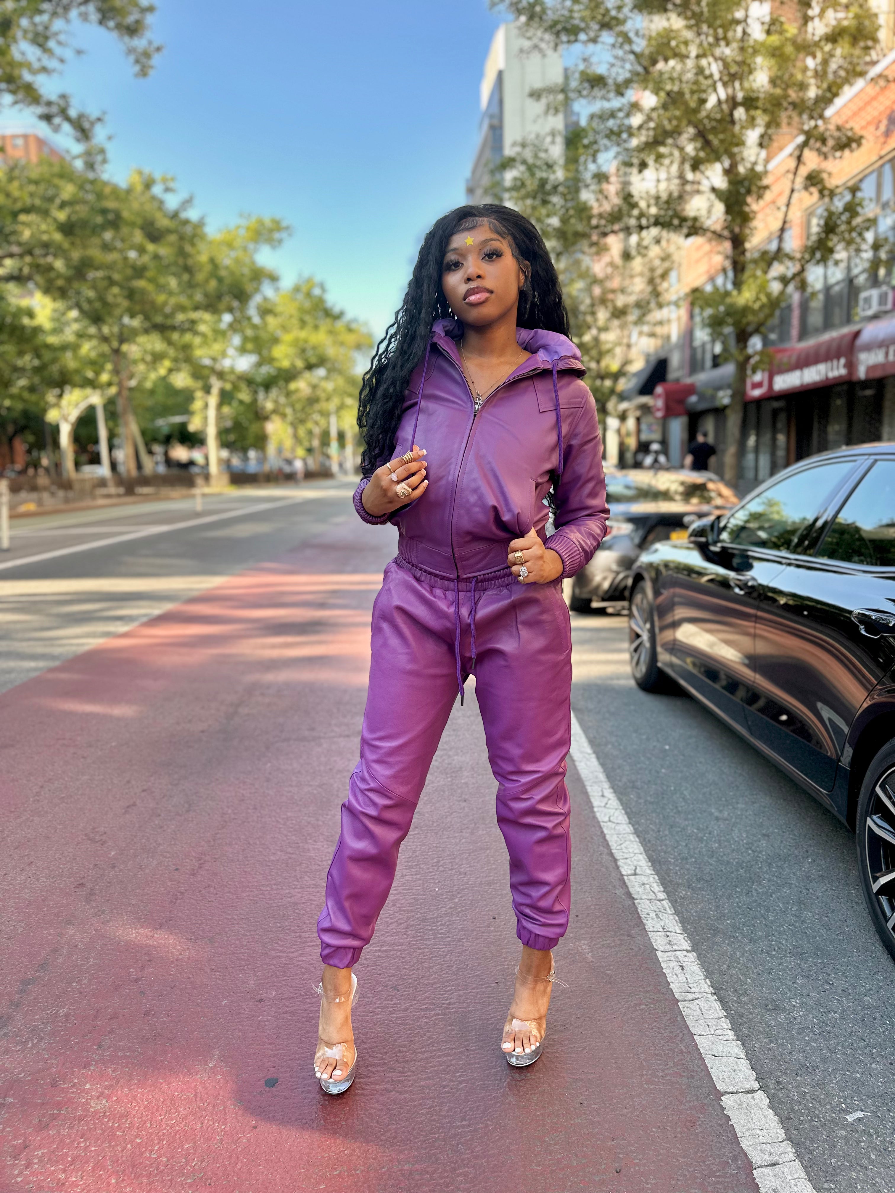 WOMEN- LEATHER SET - PURPLE