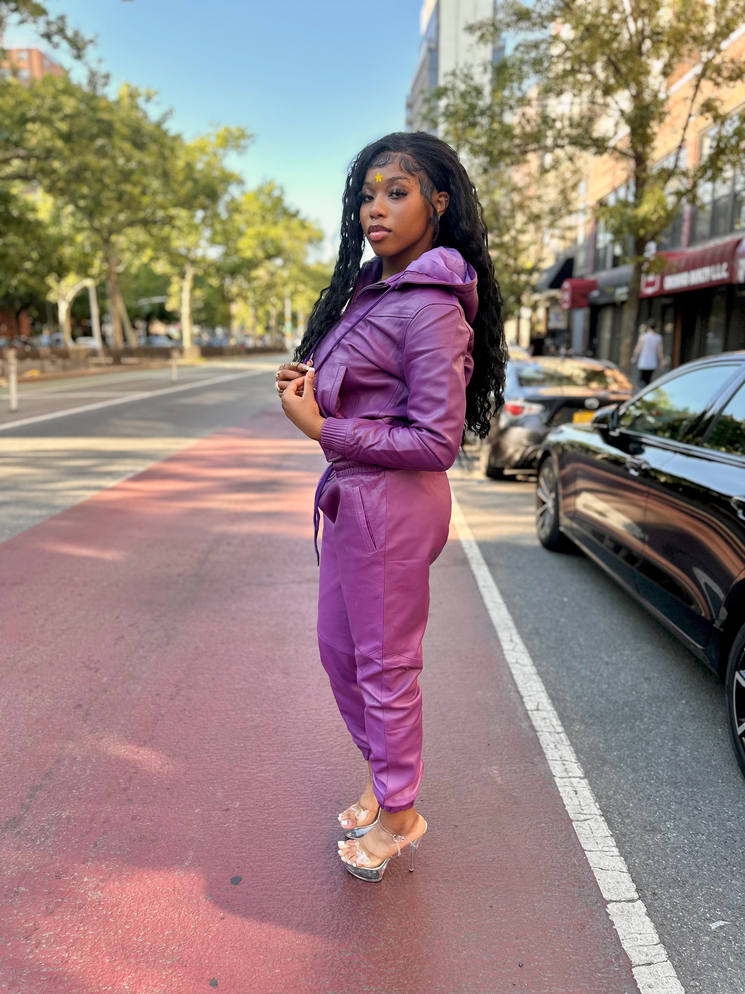 WOMEN- LEATHER SET - PURPLE