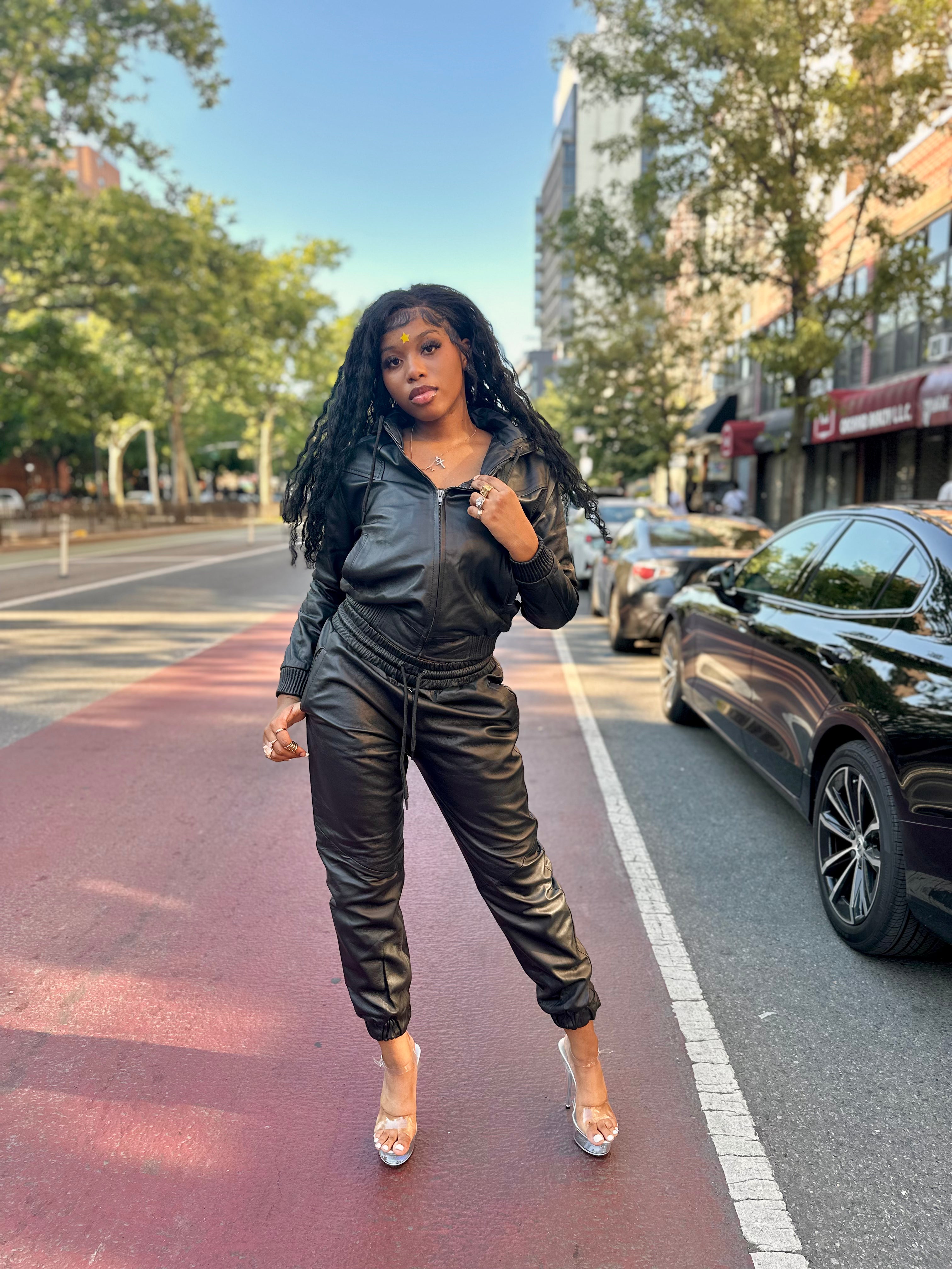 WOMEN- LEATHER SET - ALL BLACK