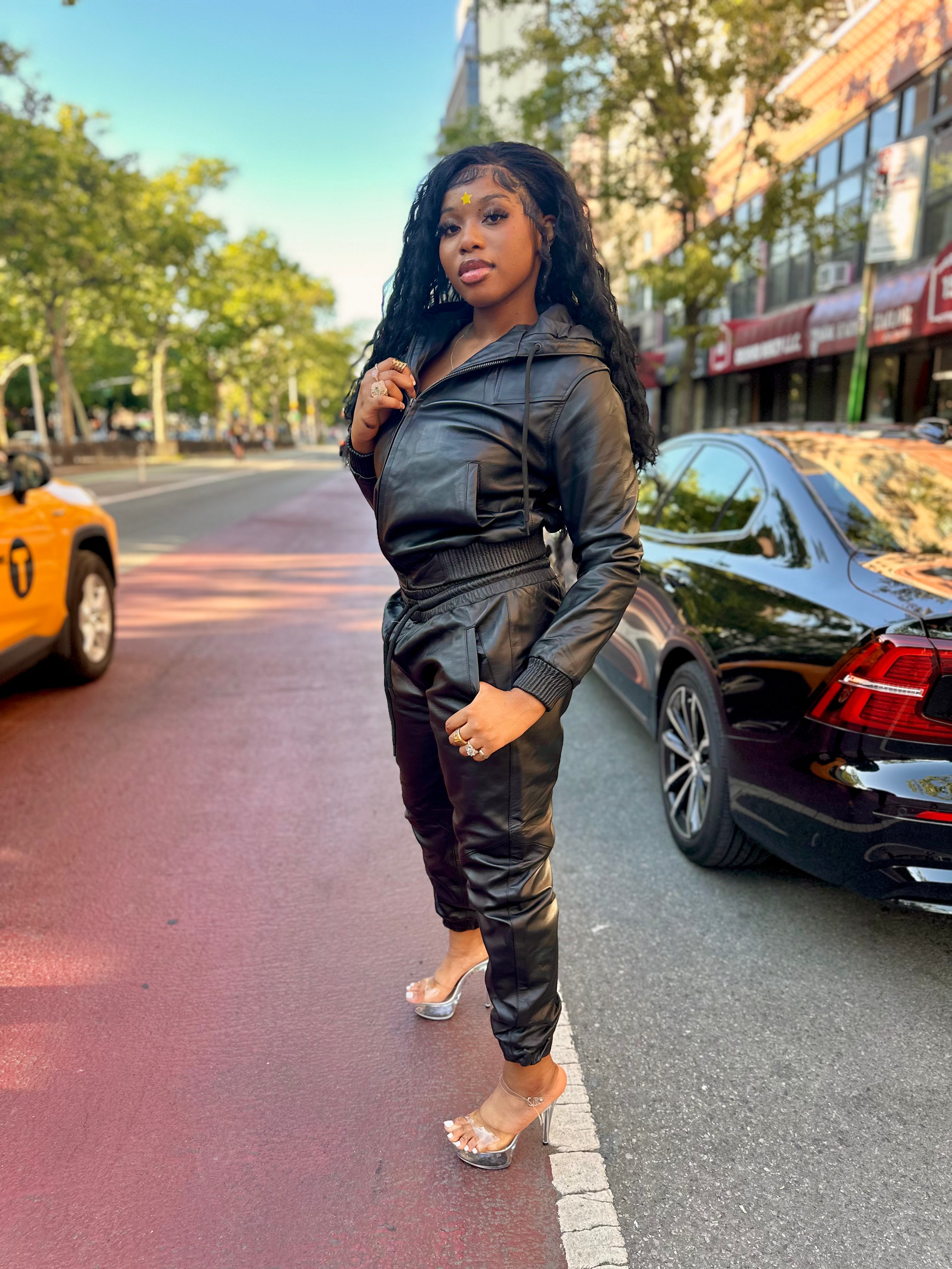 WOMEN- LEATHER SET - ALL BLACK