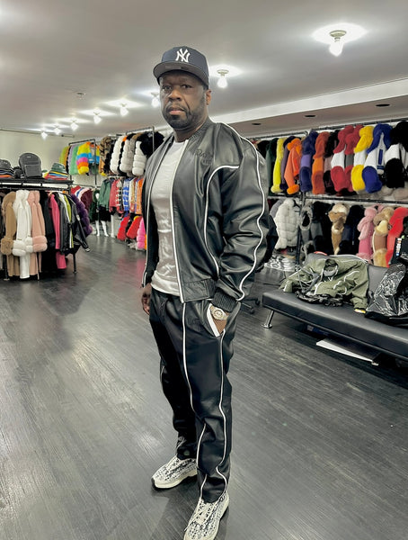 MEN LEATHER SUIT- BLACK & WHITE (50 CENT EDITION)