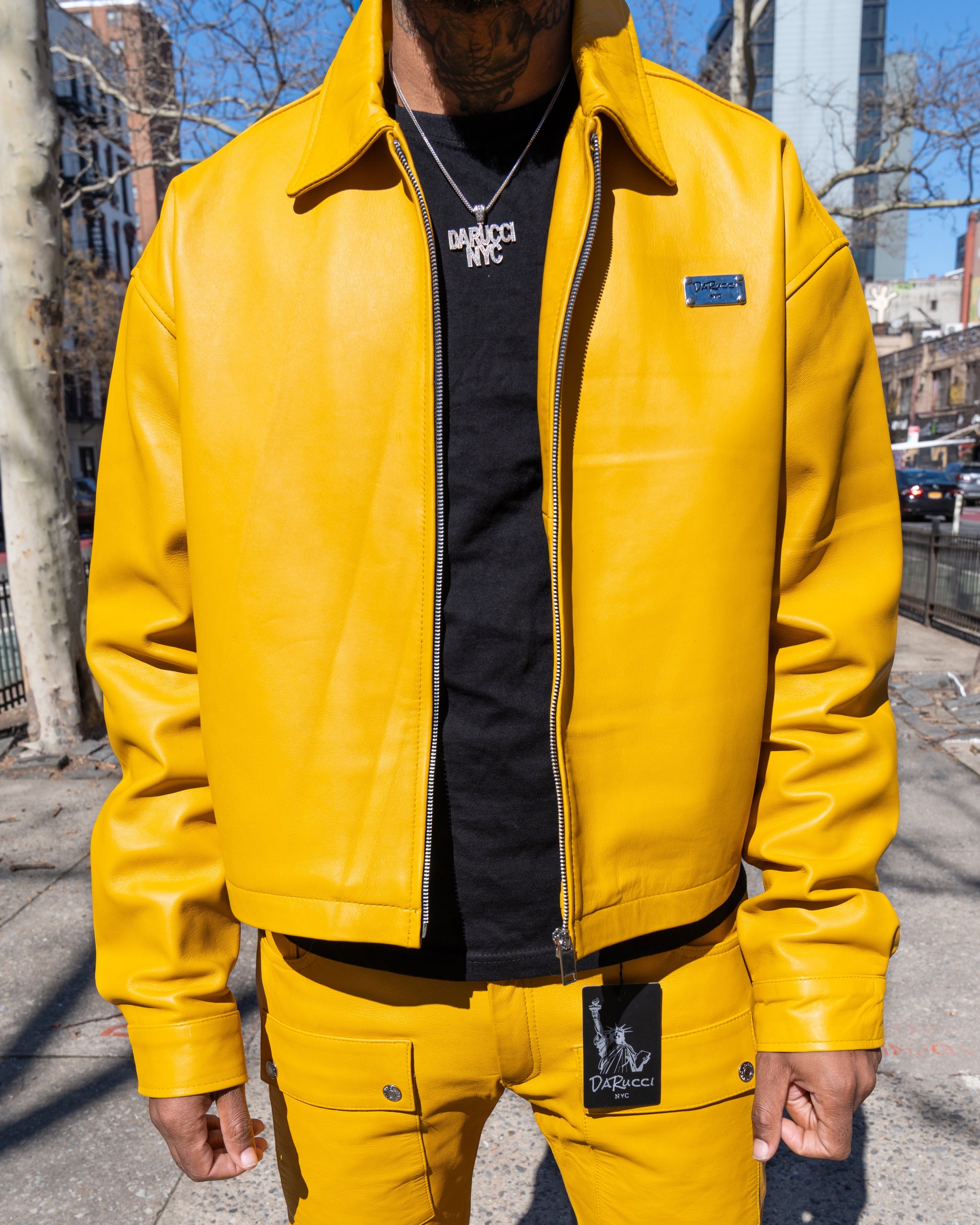 MEN- YELLOW LEATHER CROP BOMBER – DaRucci Leather