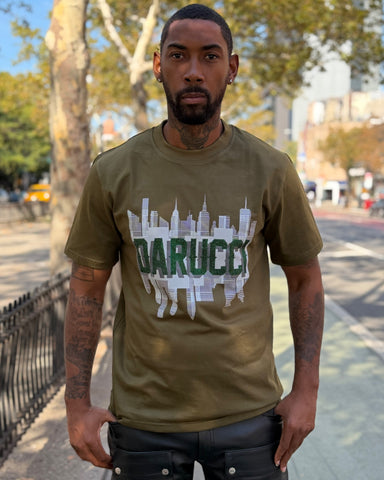 MEN T-SHIRTS- OLIVE WITH RHINESTONE LOGO