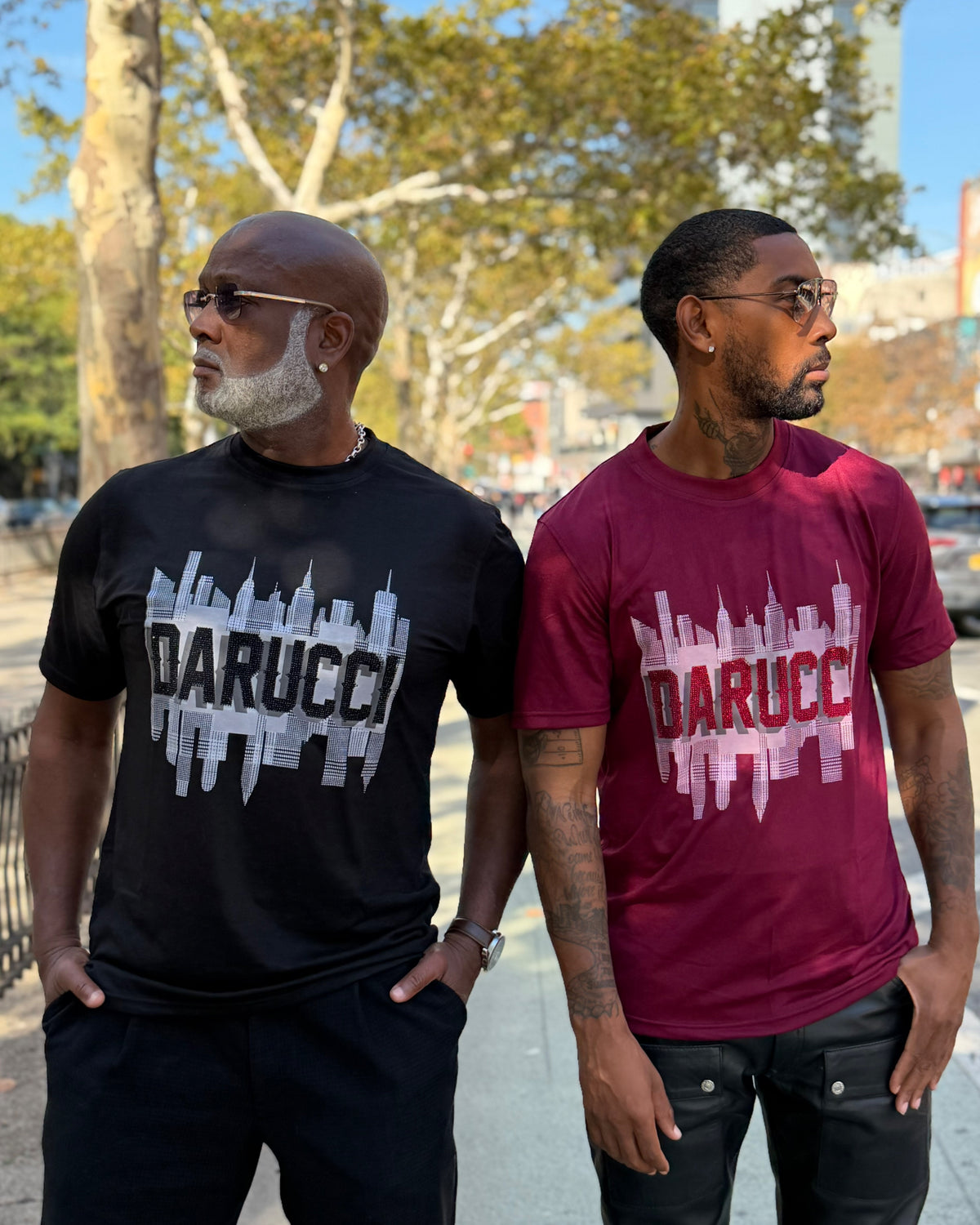 MEN T-SHIRTS- BLACK WITH RHINESTONE LOGO