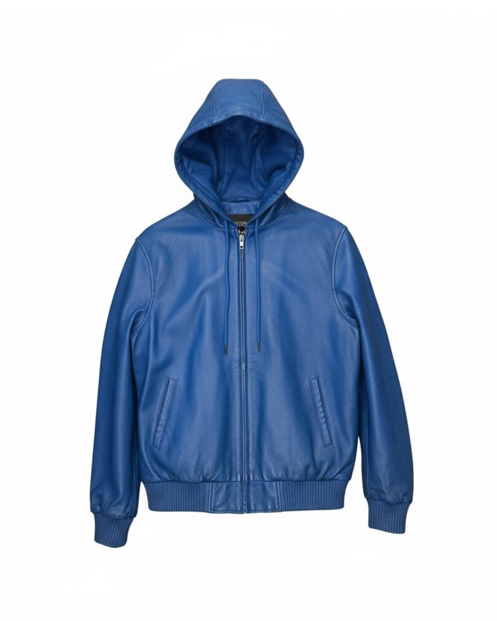 MEN LEATHER HOODIE- ROYAL BLUE