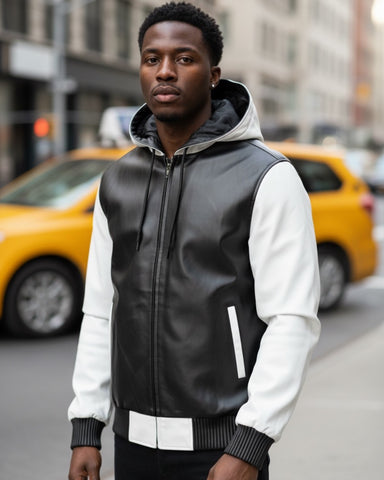 MEN LEATHER HOODIE- BLACK – DaRucci Leather
