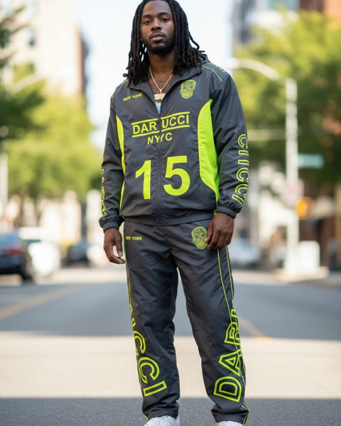 MEN WINDBREAKER- BLACK & NEON GREEN