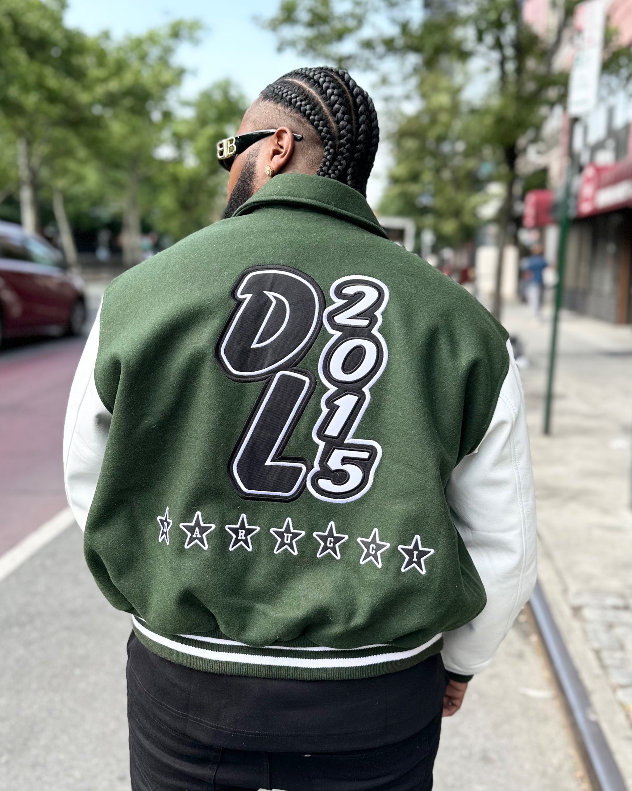 DARUCCI SIGNATURE- GREEN VARSITY JACKET – DaRucci Leather