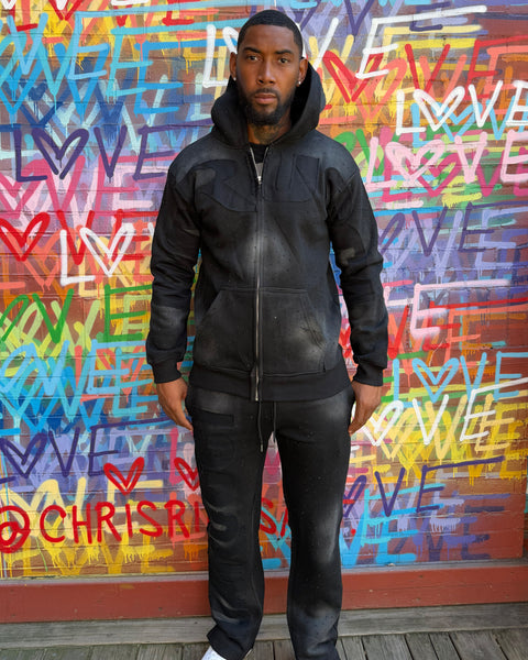MEN TRACKSUITS- BLACK/BLACK (RHINESTONES)