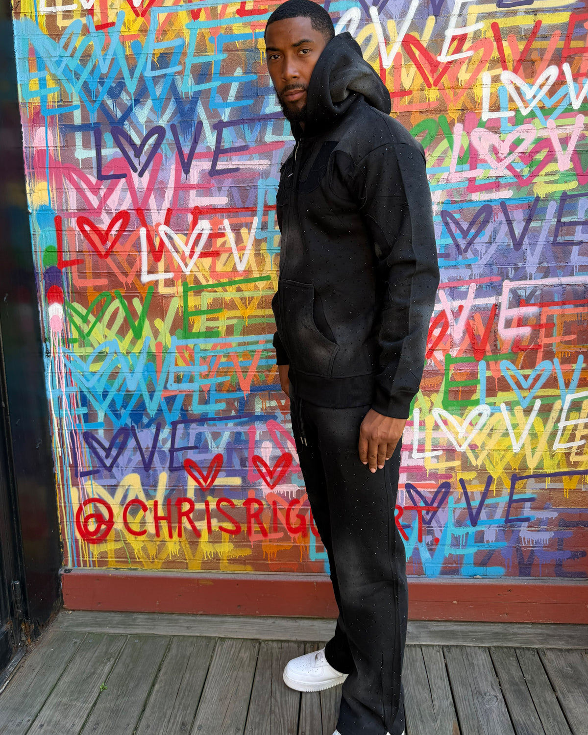 MEN TRACKSUITS- BLACK/BLACK (RHINESTONES)