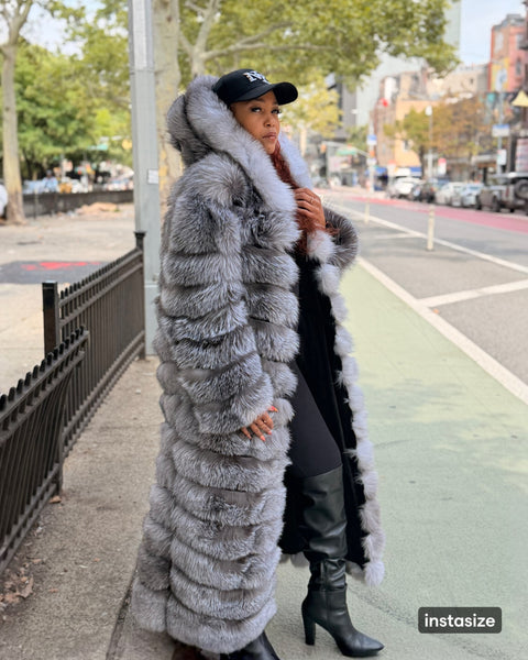 WOMEN 4 IN 1 FOX FUR- SLIVER FOX (GREY)
