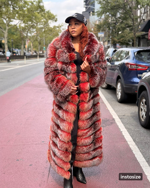 WOMEN 4 IN 1 FOX FUR- MIX RED