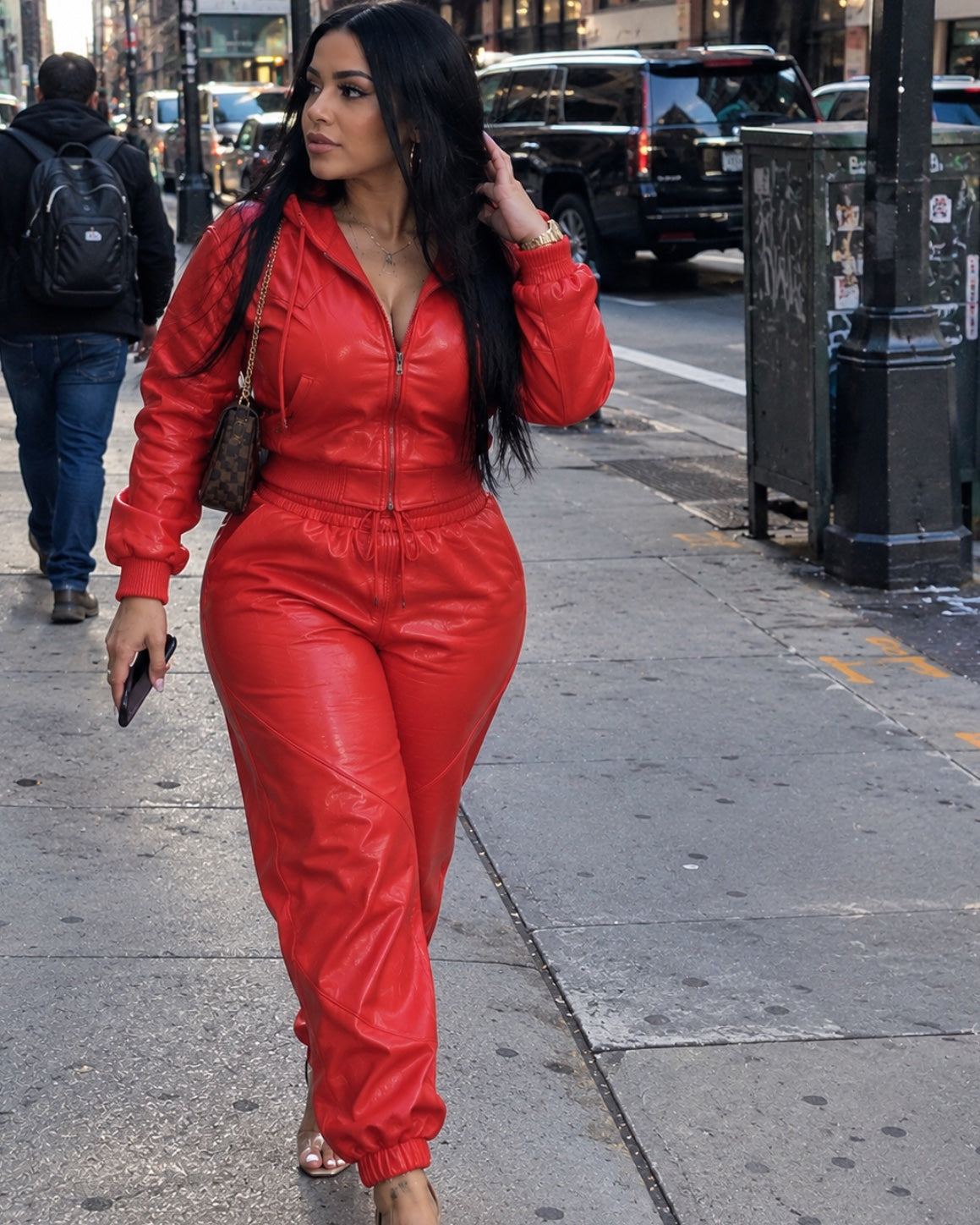 WOMEN- LEATHER SET - ALL RED
