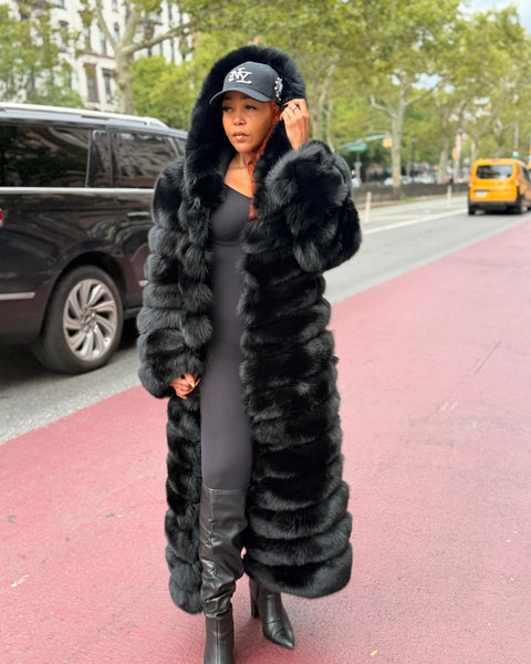 WOMEN 4 IN 1 FOX FUR- BLACK