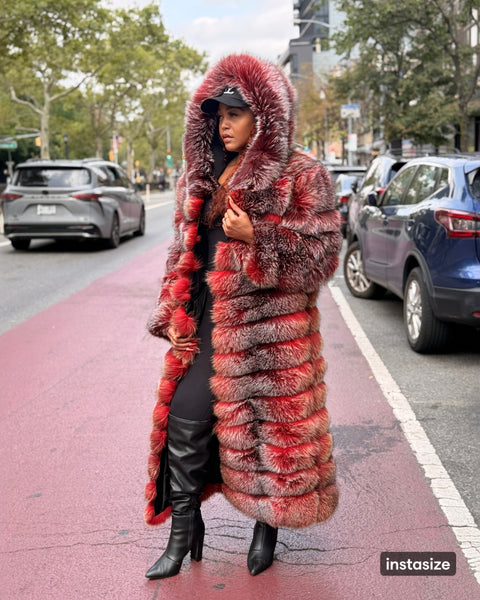 WOMEN 4 IN 1 FOX FUR- MIX RED