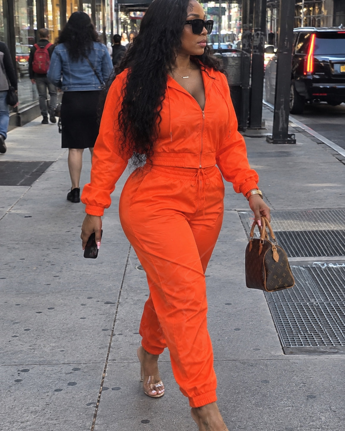 WOMEN- LEATHER SET - ORANGE