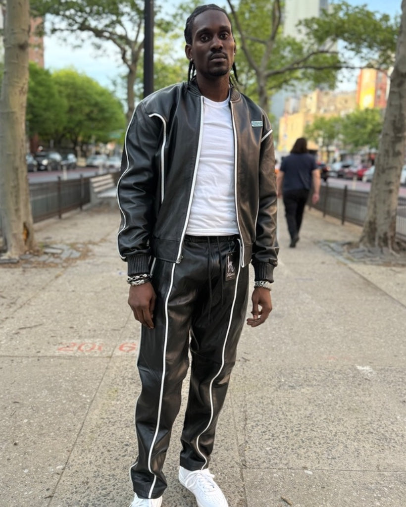 MEN LEATHER SUIT- BLACK & WHITE (50 CENT EDITION)