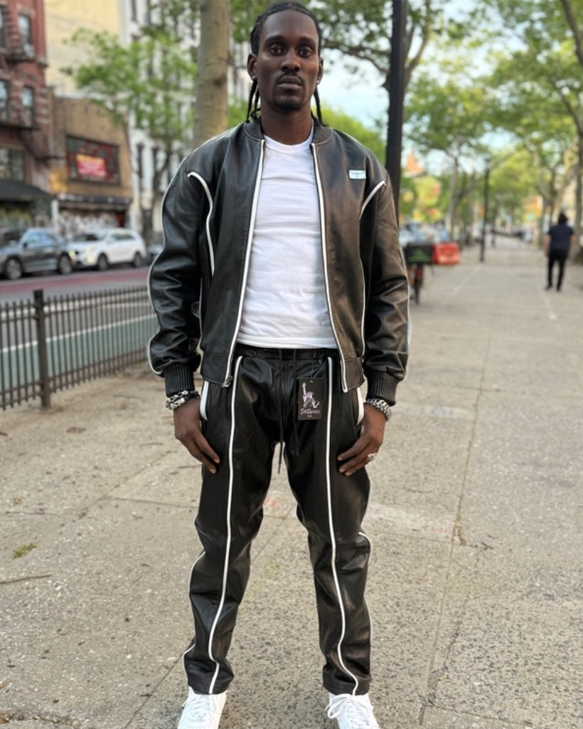 MEN LEATHER SUIT- BLACK & WHITE (50 CENT EDITION)
