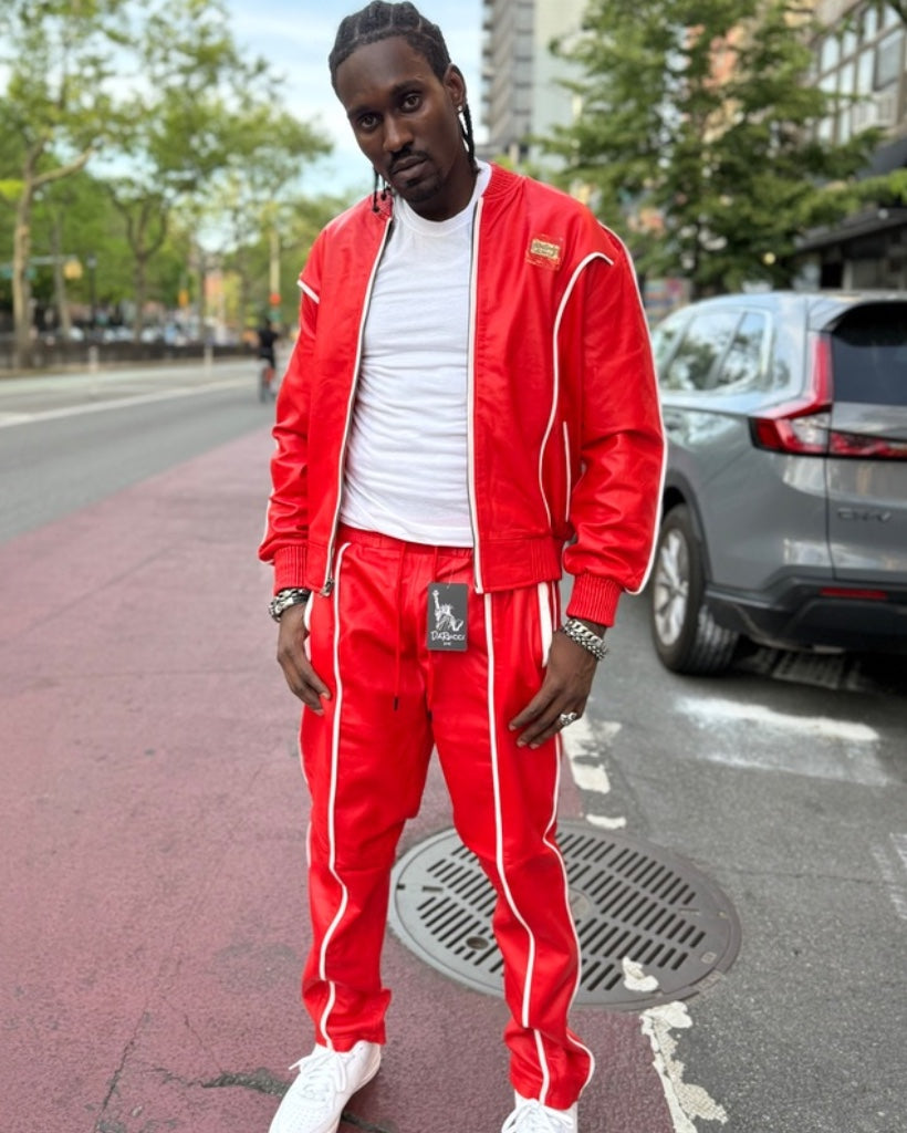 MEN LEATHER SUIT- RED & WHITE (50 CENT EDITION)