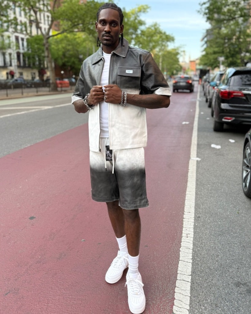 LEATHER SHIRT & SHORTS- BLACK & WHITE