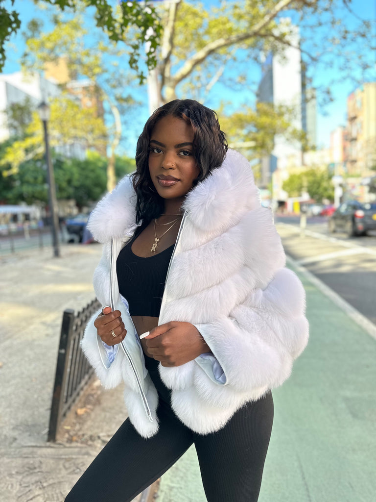 WOMEN 3 IN 1 WAIST LENGTH FOX FUR- NATURAL BLUE FOX – DaRucci Leather