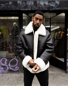 MEN SHEARLING KANAN B3 BLACK WHITE DaRucci Leather