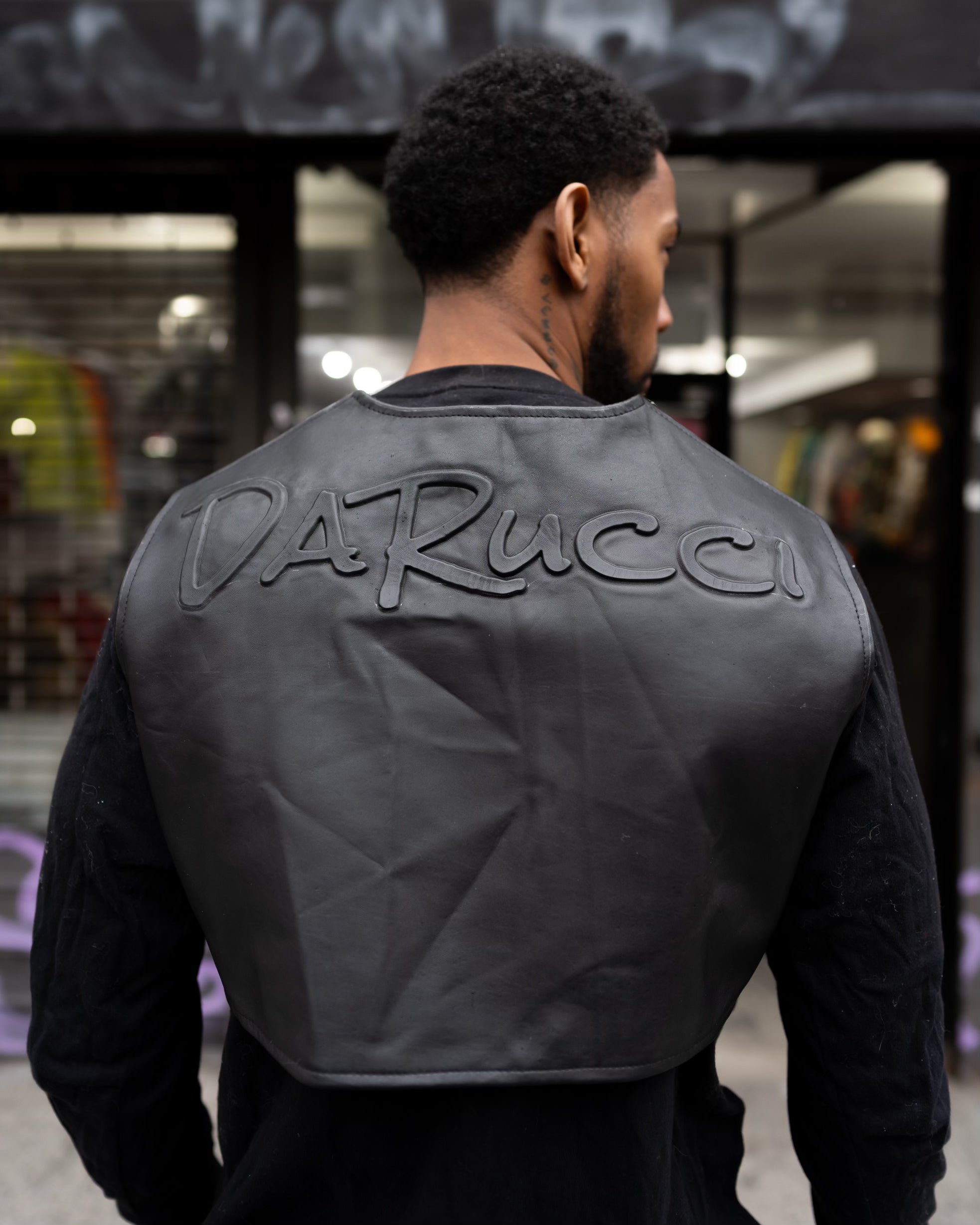 LEATHER COMBAT VEST- BLACK