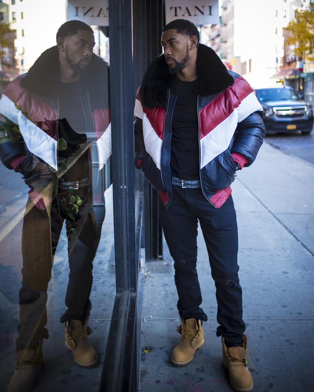 MEN V BOMBER- MULTI COLOR RED/WHITE/BLUE – DaRucci Leather