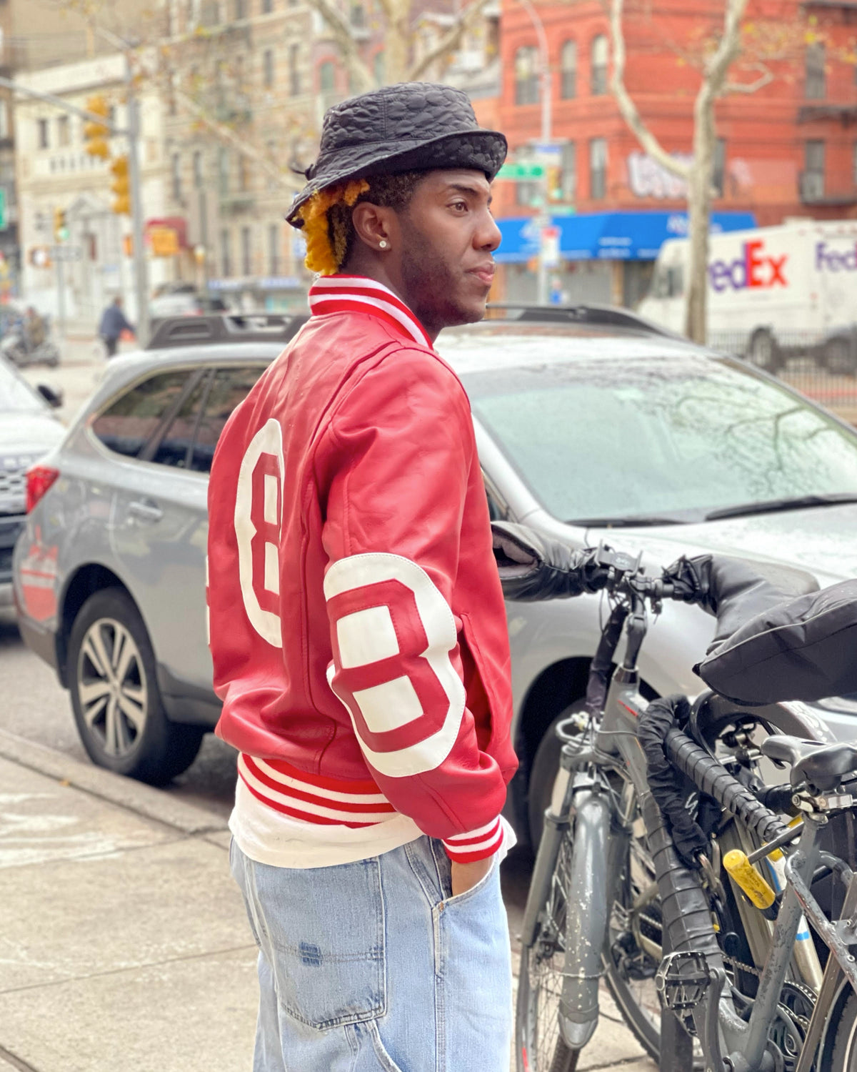 MEN 8 BALL JACKET- RED