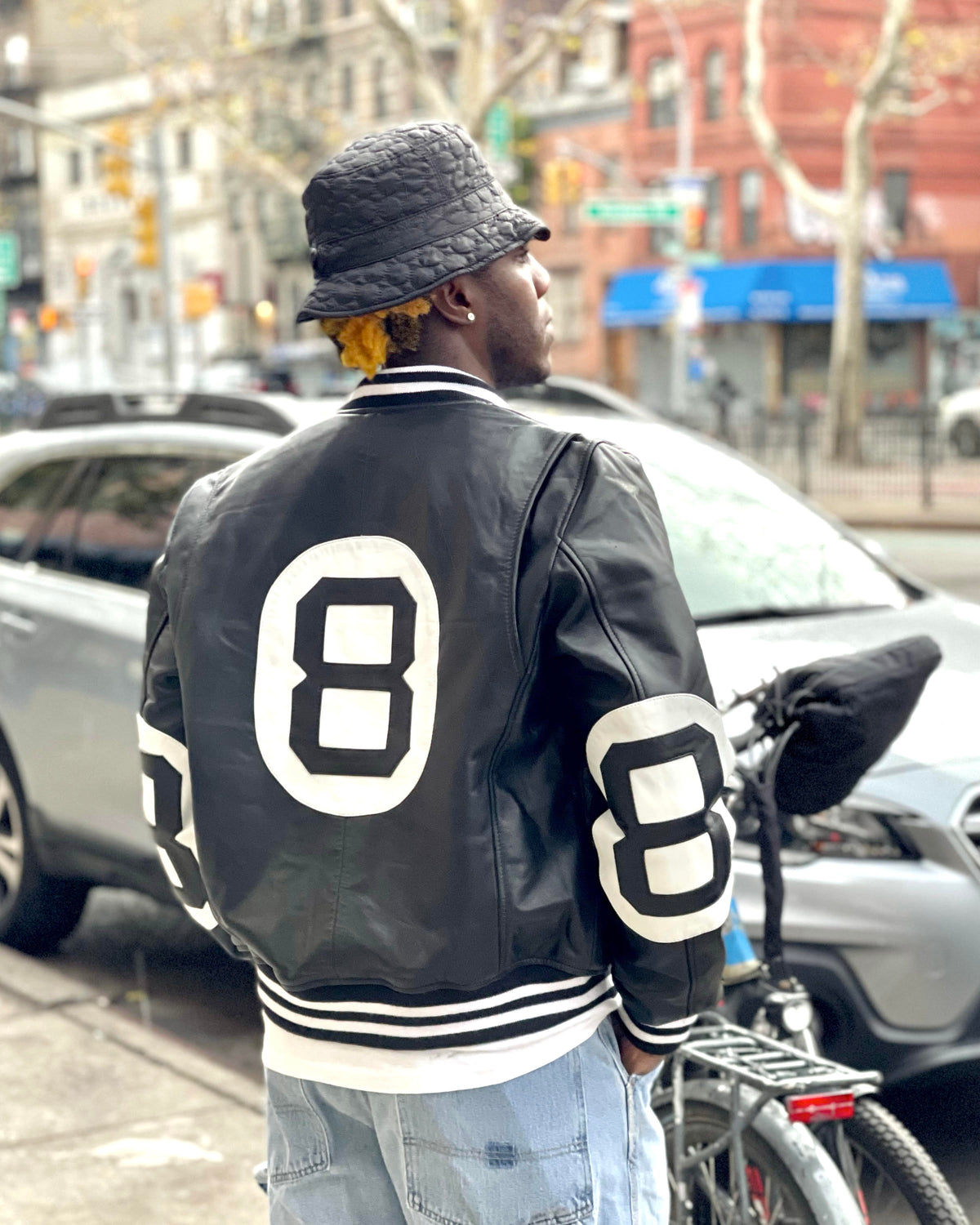MEN 8 BALL JACKET- BLACK