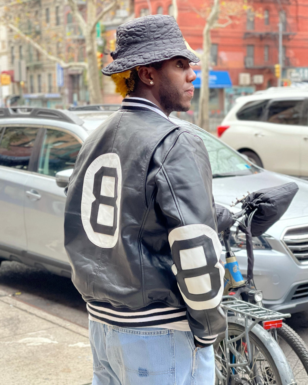 MEN 8 BALL JACKET- BLACK