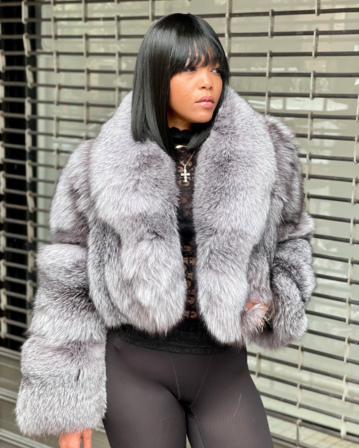 WOMEN CROP BOLERO FULL SKIN- SLIVER FOX