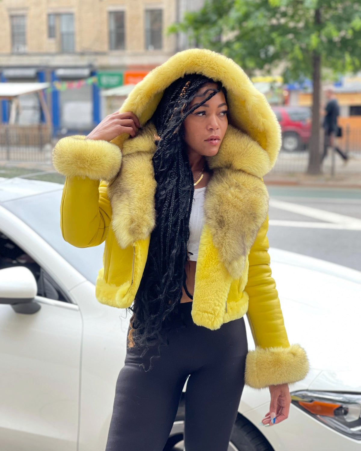 WOMEN SHEARLING- YELLOW CROP TOP