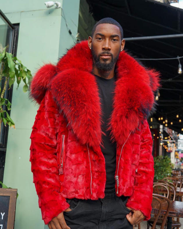 MEN MINK-  RED BIKER MINK WITH RED FUR