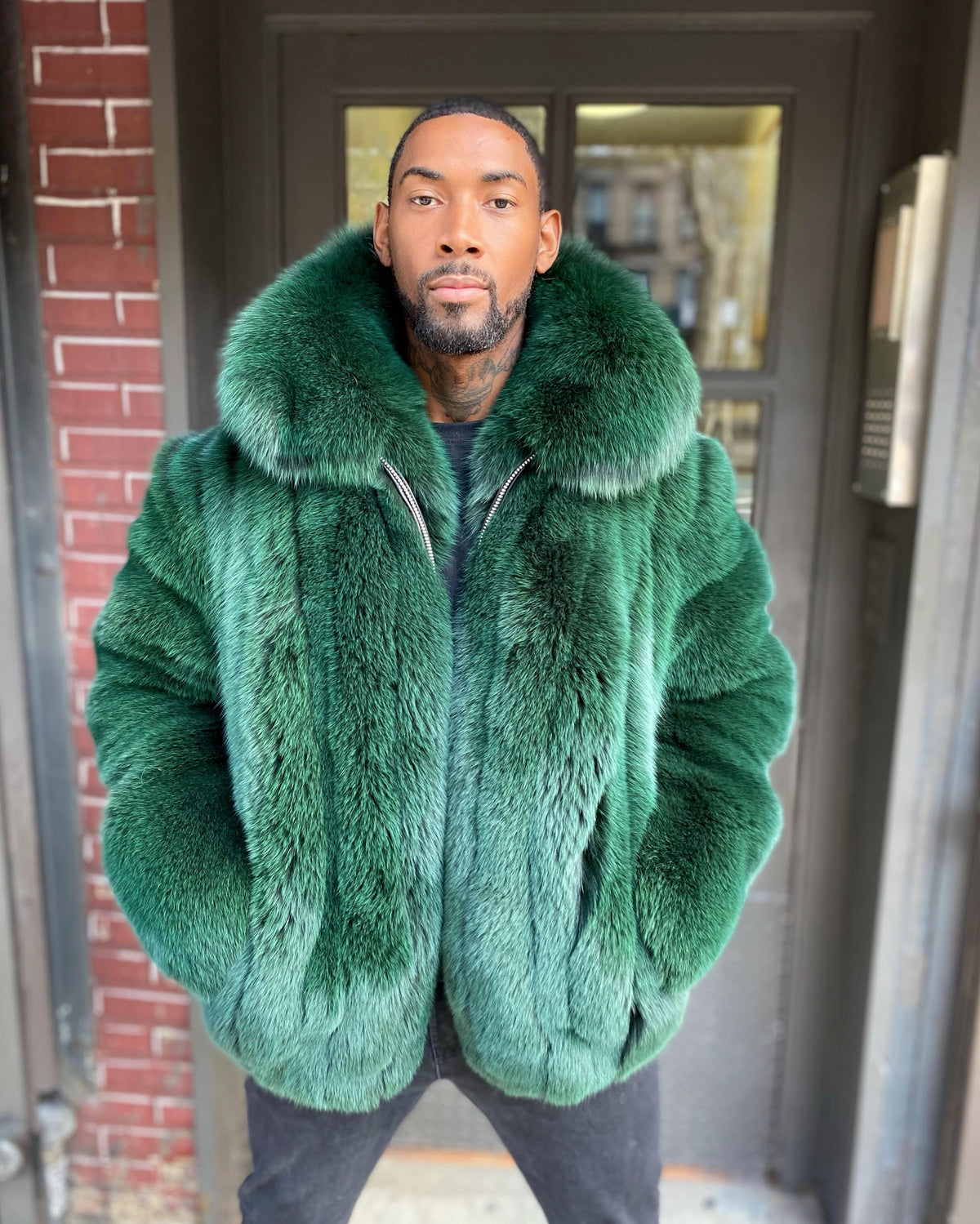 MEN -  MONEY GREEN FOX FUR BOMBER