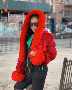 WOMEN -  RED FOX BOMBER WITH HOOD