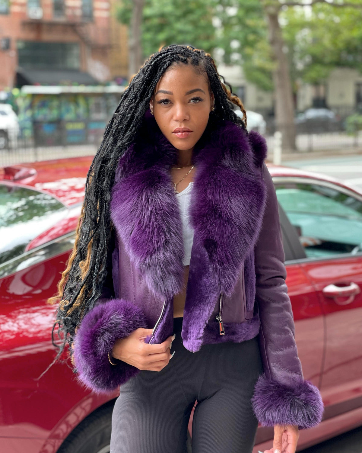 WOMEN SHEARLING- PURPLE CROP TOP