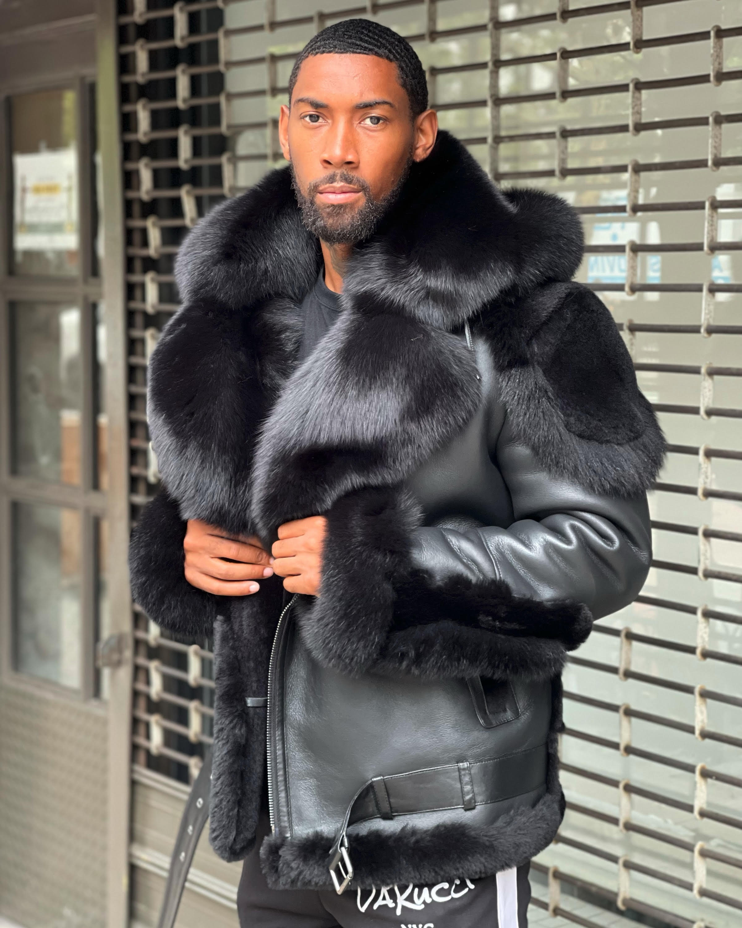 Shearling ブラック レザー ボアジャケット Acne Studios - Leather shearling jacket - Black