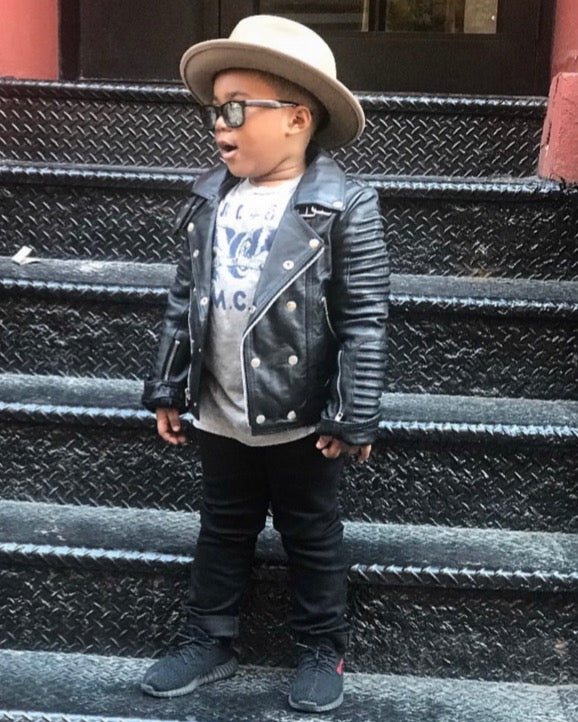 KIDS- BLACK BIKER RIBBLES WITHOUT FUR