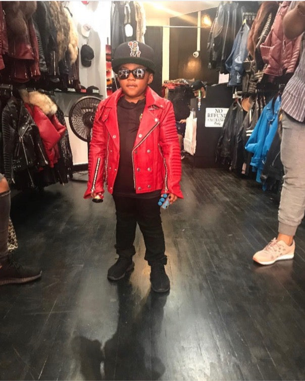 KIDS- RED BIKER RIBBLES WITHOUT FUR