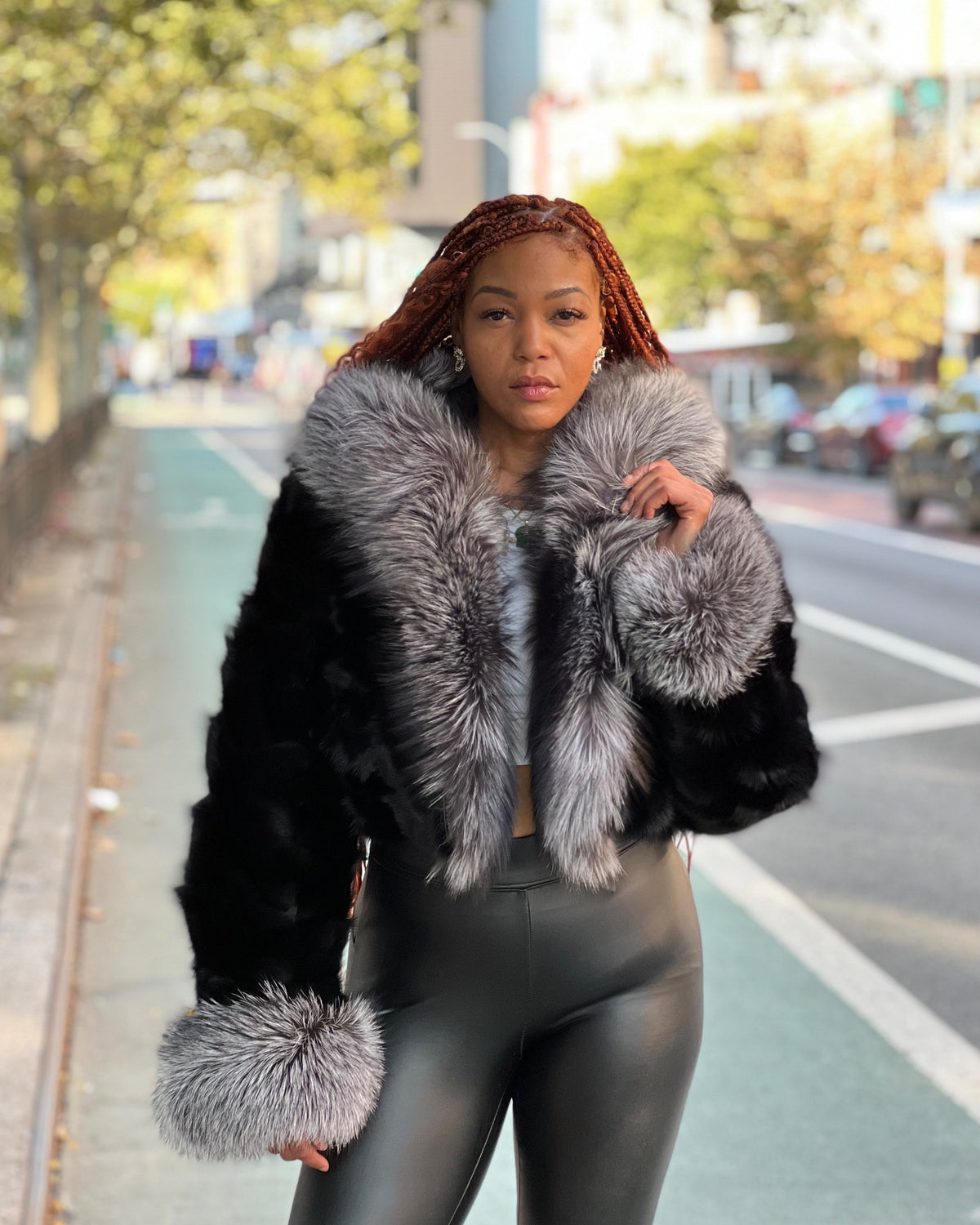 WOMEN - BLACK FOX BOMBER WITH SLIVER FOX