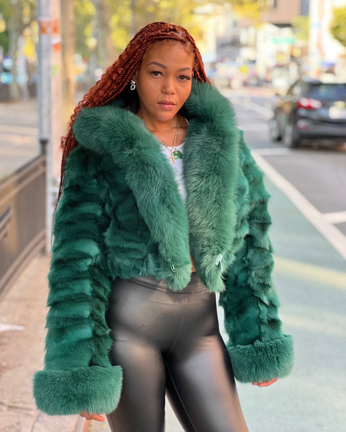 WOMEN - MONEY GREEN FOX BOMBER WITH HOOD
