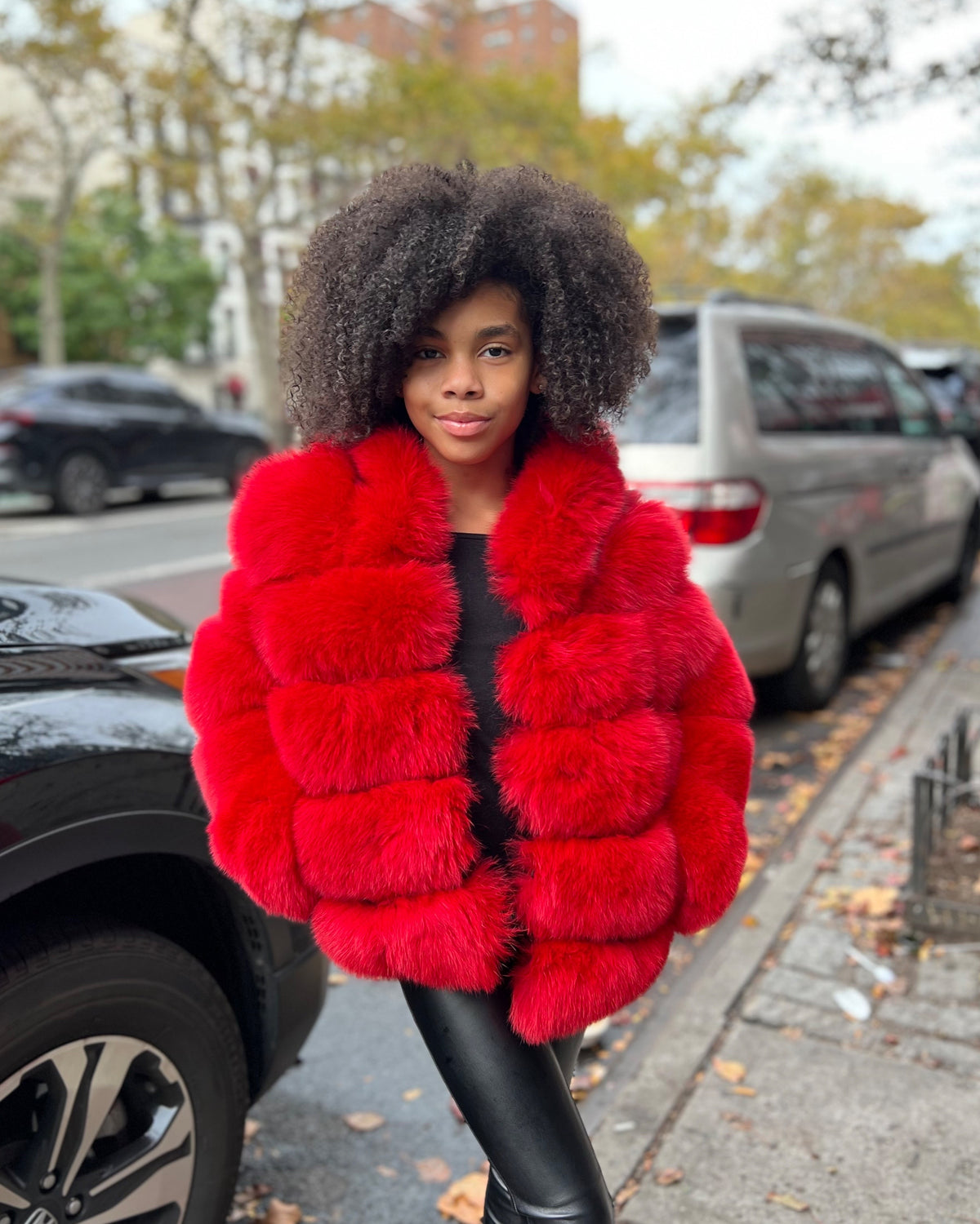 KIDS- RED FOX FUR WITH HOOD