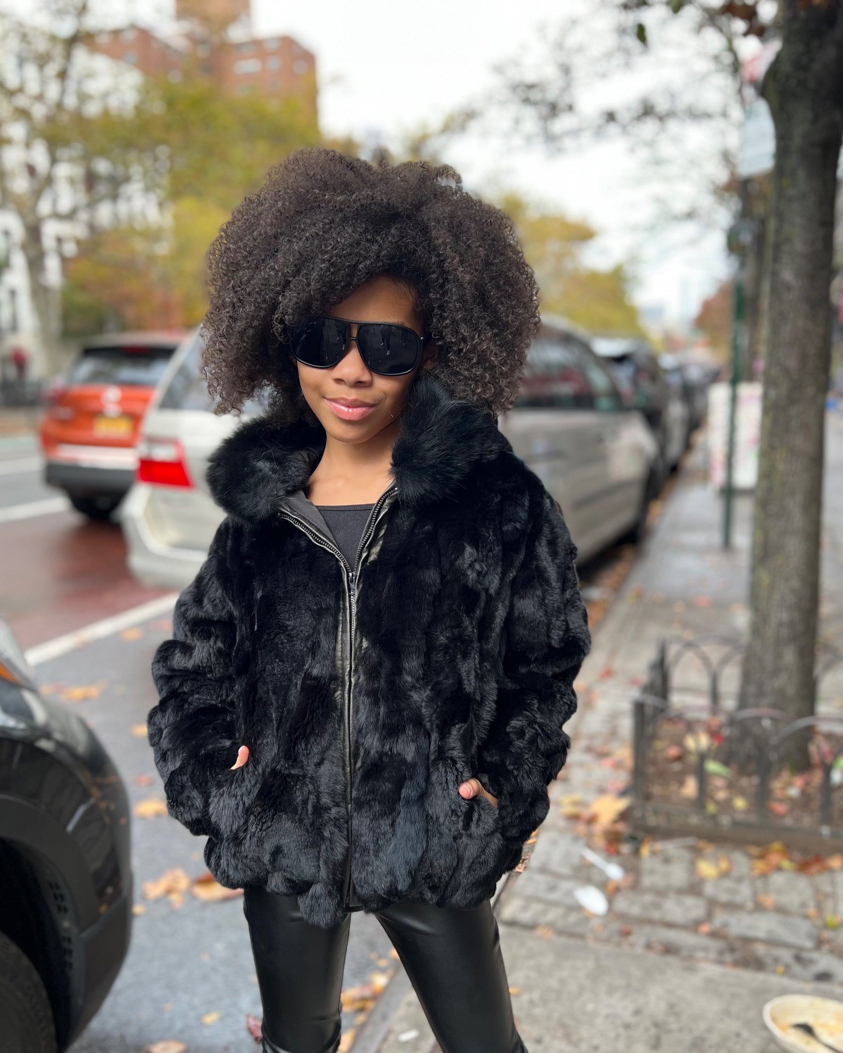 KIDS- BLACK FUR WITH HOOD
